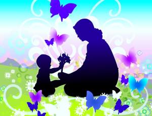 Mother, Child, Butterfly image
